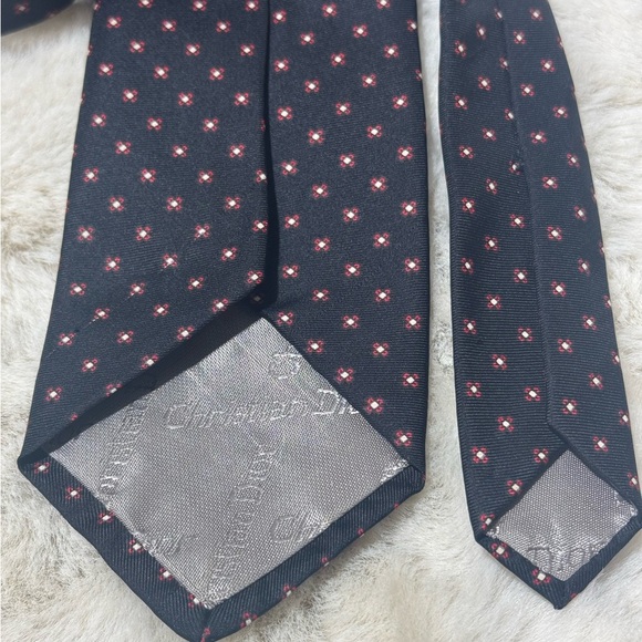 Christian Dior Tie Navy Blue and Red - Picture 4 of 11
